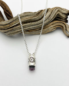 Purple Bi Color Tourmaline Mini Eye Talisman Necklace