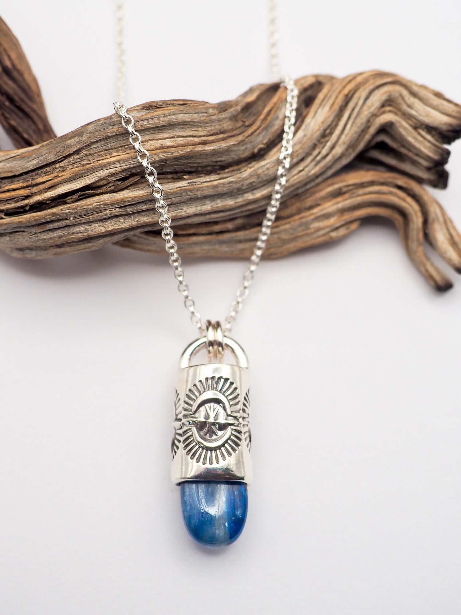 Polished Blue Kyanite Portal Talisman Necklace