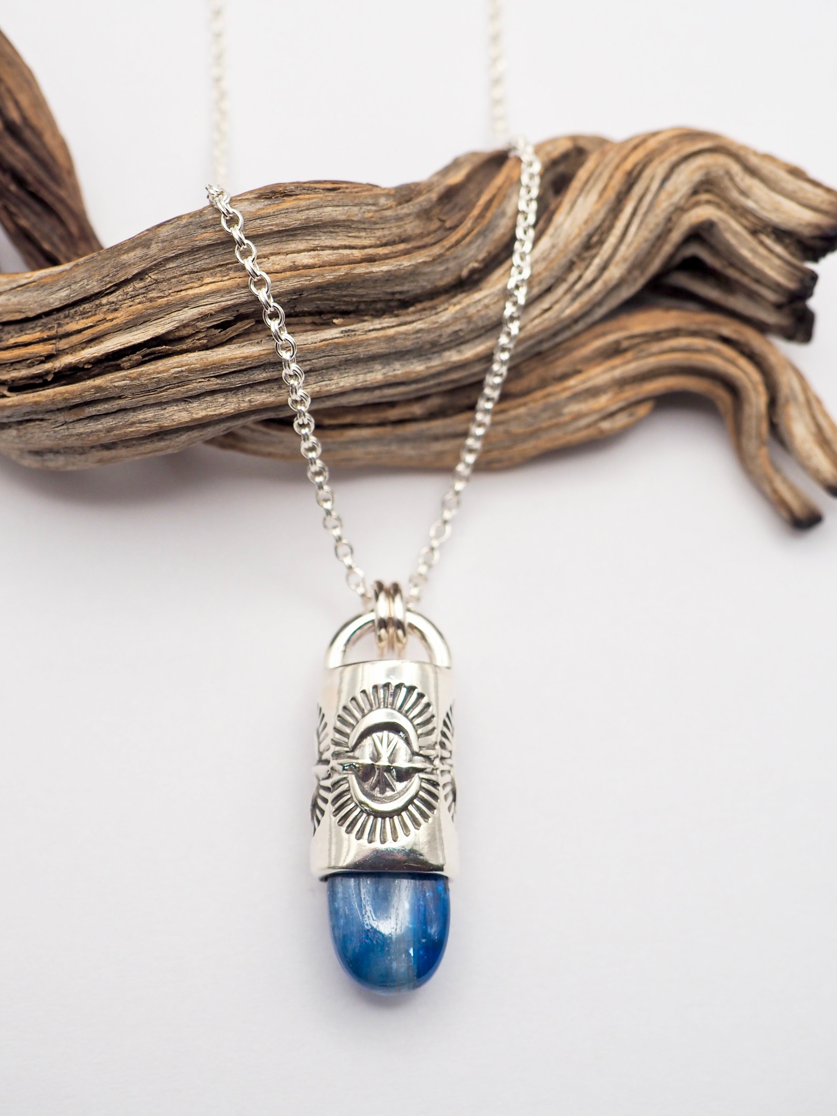 Polished Blue Kyanite Portal Talisman Necklace