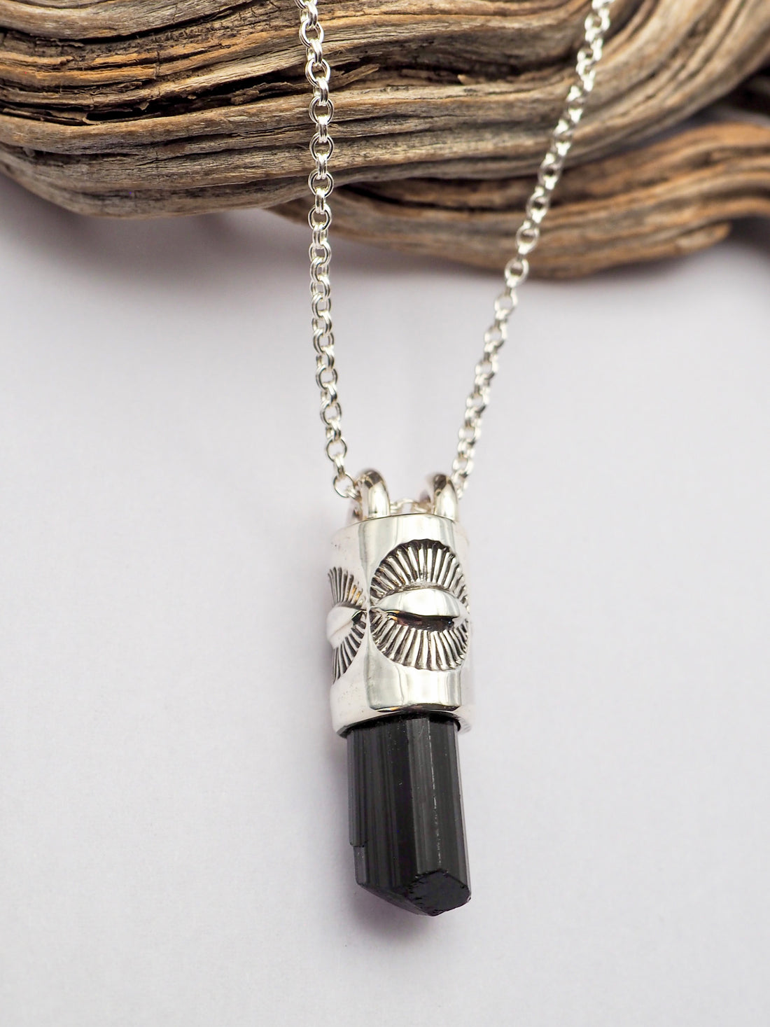 Black Tourmaline Eye Talisman Necklace