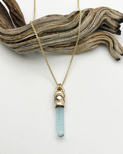 Aquamarine 14k Gold Eye Talisman Necklace