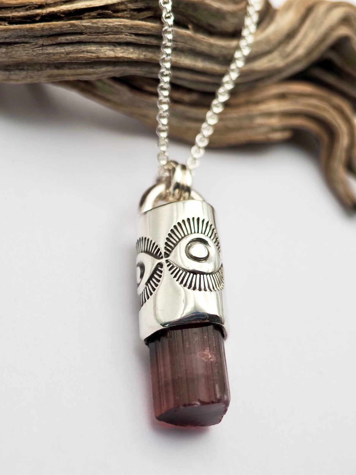 Rubellite Tourmaline Eye Talisman Necklace