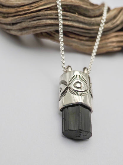 Black Tourmaline Eye Talisman Necklace