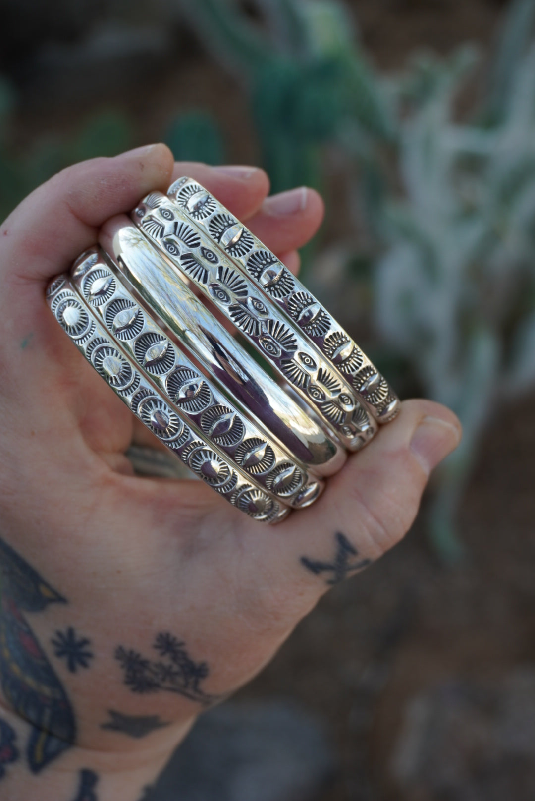 MTO Eye/Dot Hand Stamped Stacker Cuff