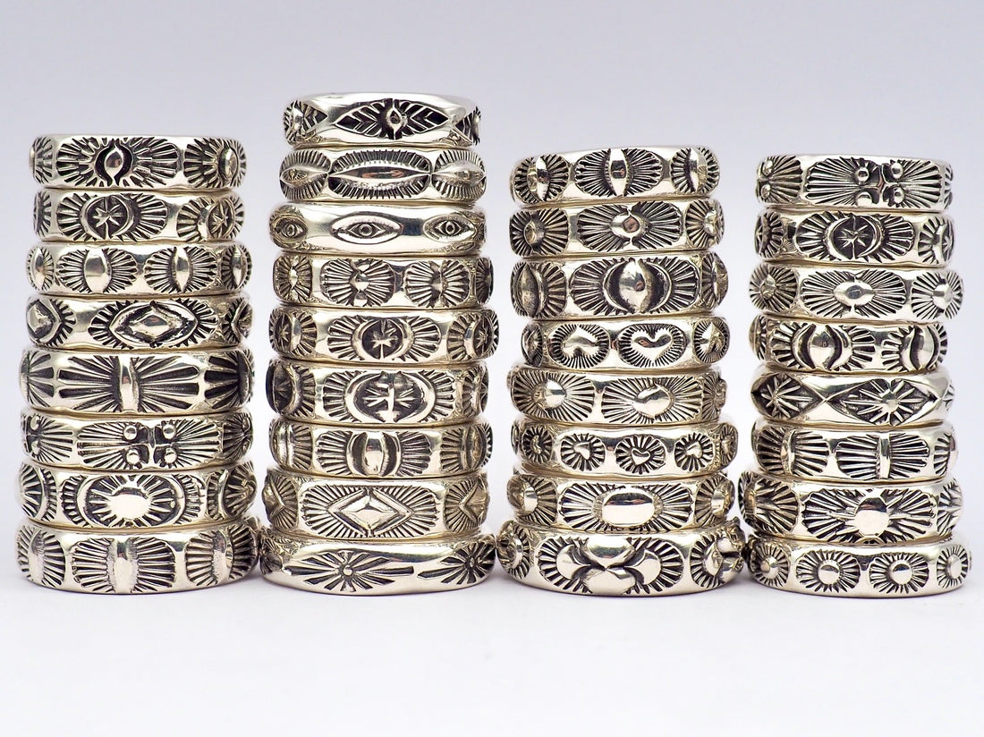 Hand Stamped Sterling Silver Half Round Stacker Rings