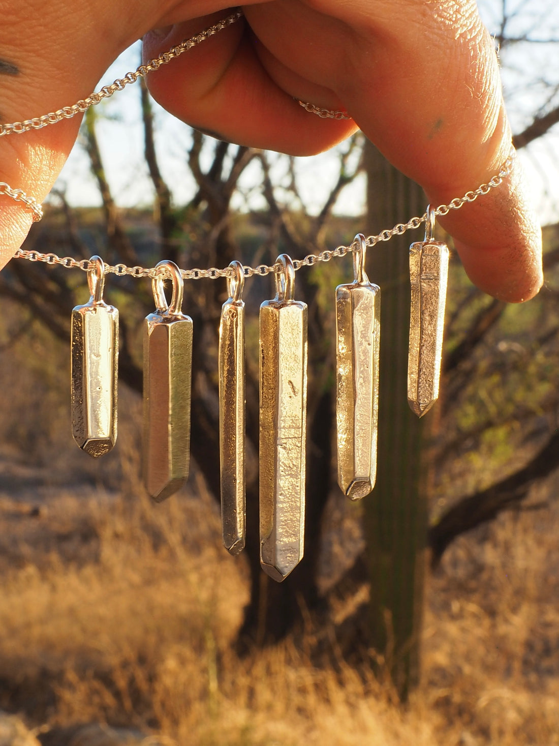 Sterling Silver Sand Cast Crystal Necklaces