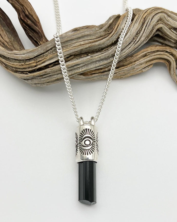Black Tourmaline Eye Talisman Necklace