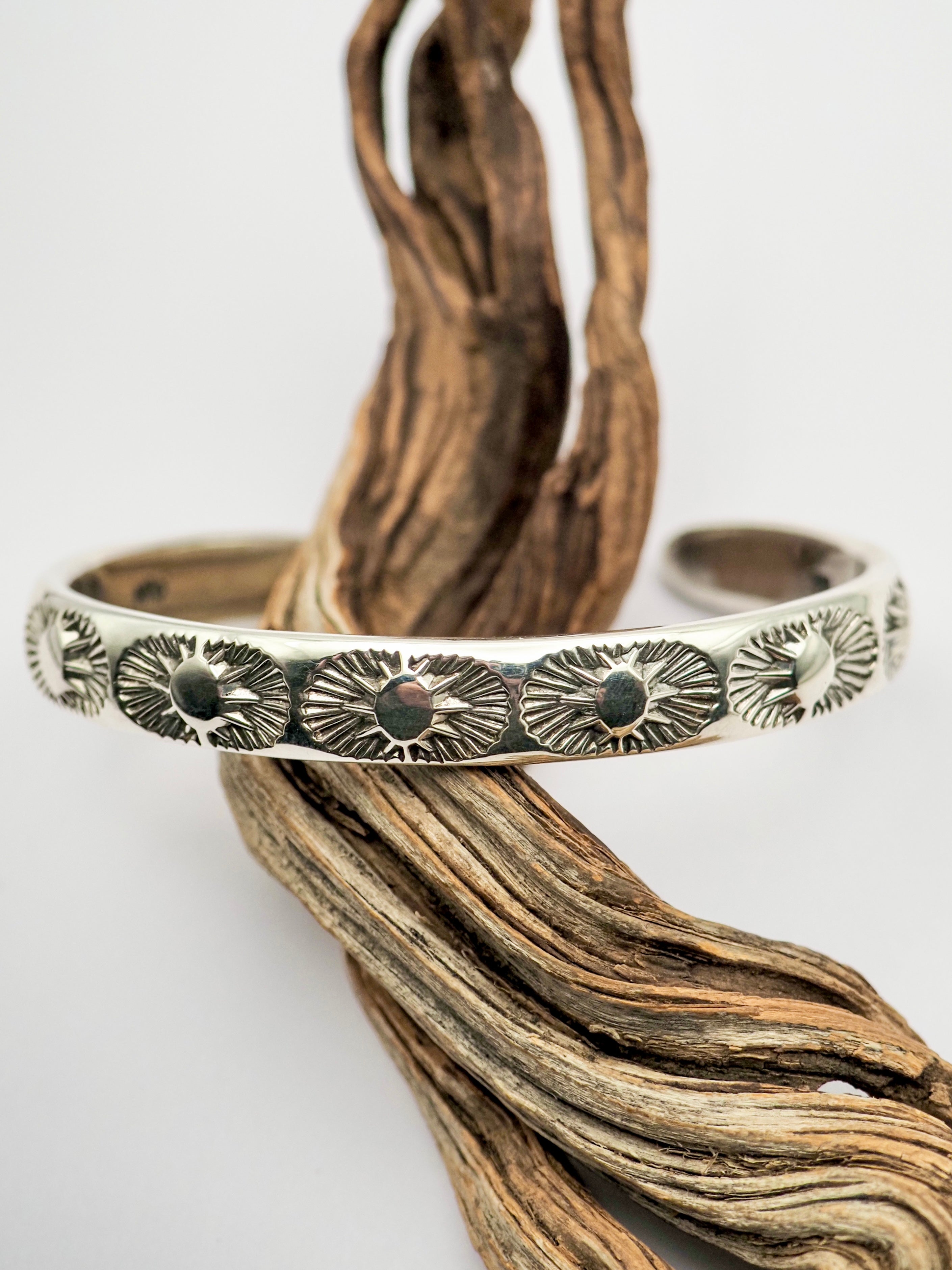 Creosote Blossom Heavyweight Hand Stamped Stacker Cuff XS