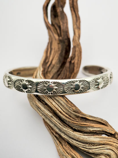 Creosote Blossom Heavyweight Hand Stamped Stacker Cuff XS