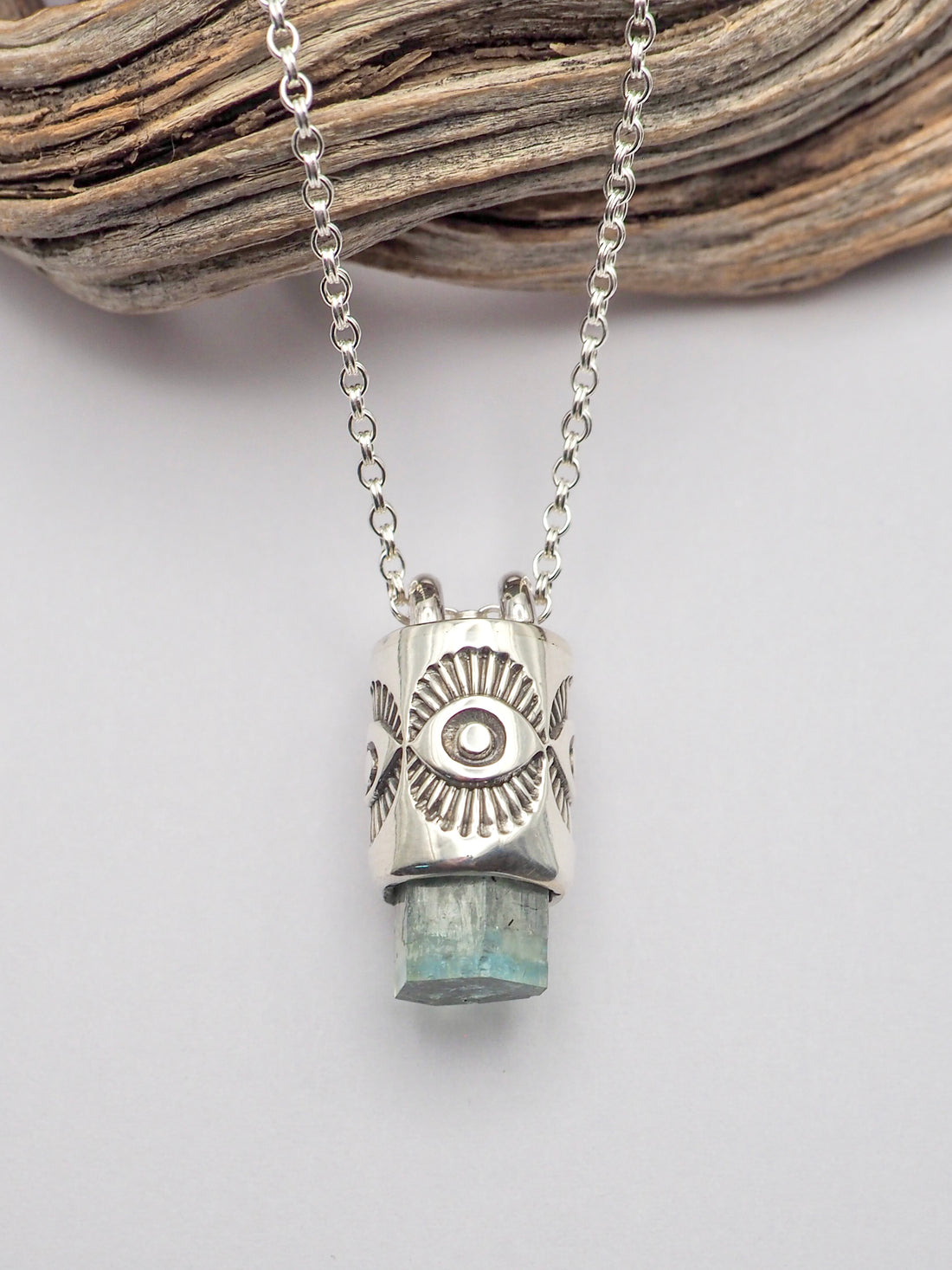 Aquamarine Eye Talisman Necklace