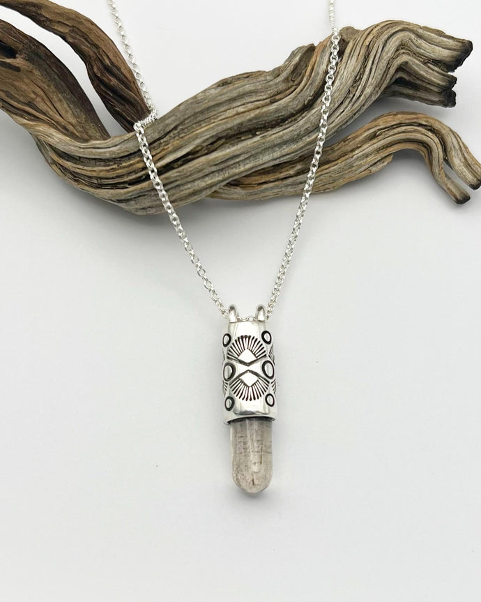 Scapolite Fan/Dot Talisman Necklace