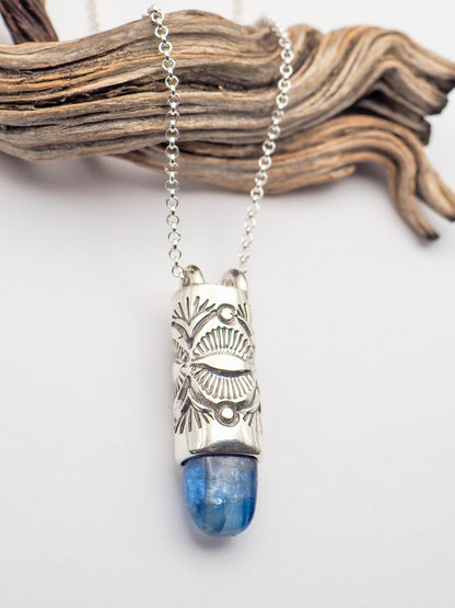 Polished Blue Kyanite Eye/Desert Talisman Necklace