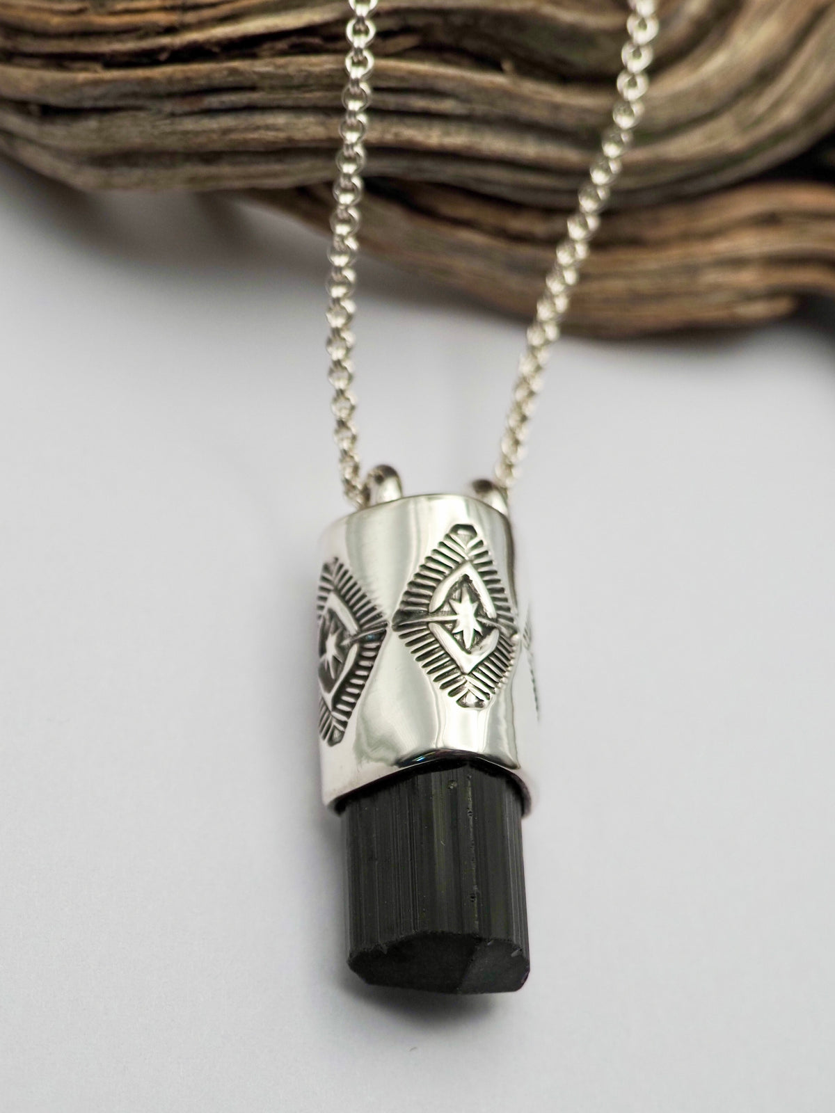 Black Tourmaline Mesquite Talisman Necklace