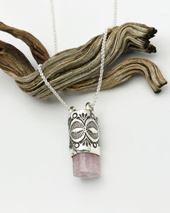 Cotton Candy Pink Tourmaline Mojave/Eye Talisman Necklace