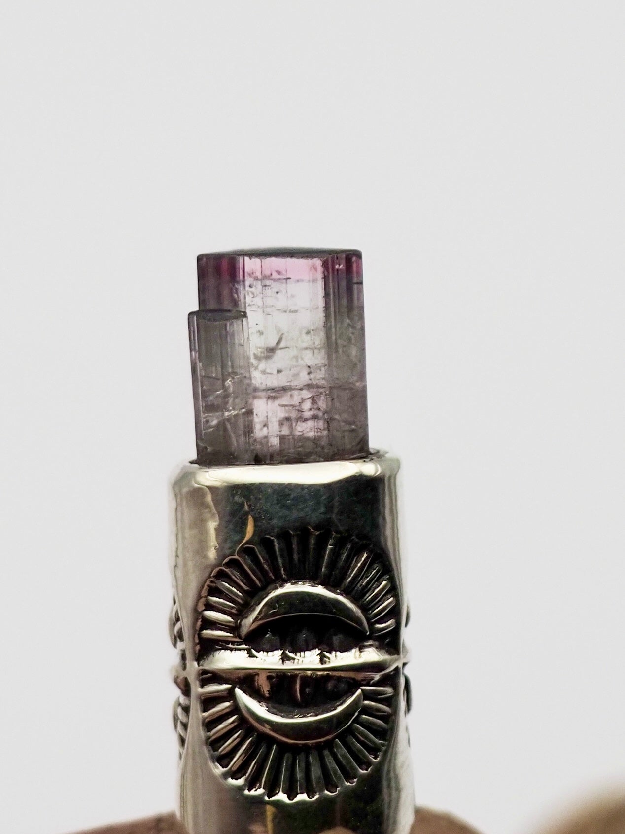 Blue Tipped Pink Tourmaline Portal II Talisman Necklace