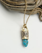 Lone Mountain Turquoise 14k Gold Eye Talisman Necklace