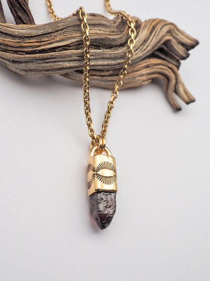 Red Zircon 14K Gold Eye Talisman