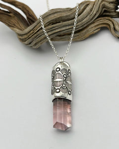 Pink Tourmaline Eye/Fan Talisman Necklace