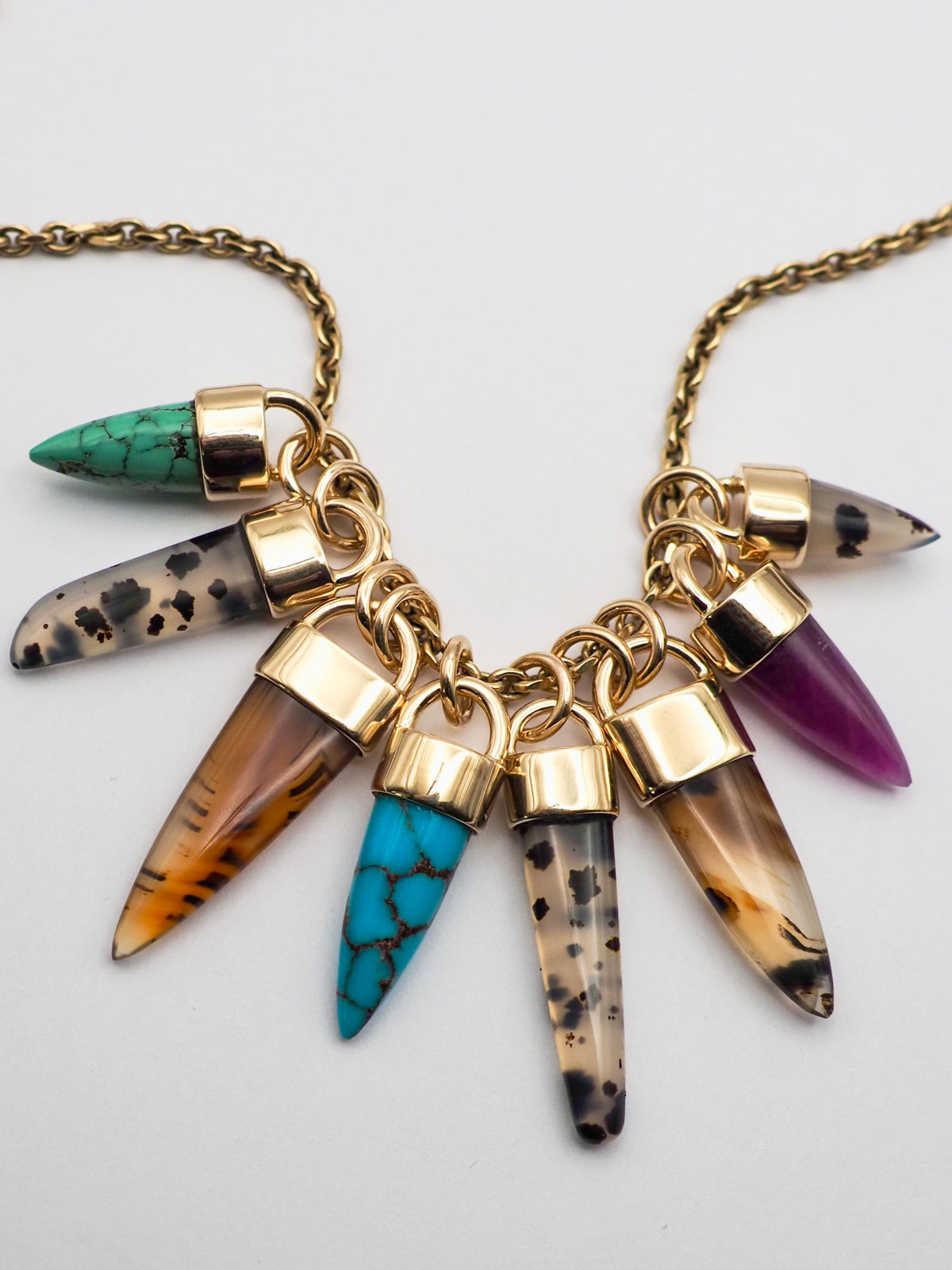 Carico Lake Turquoise Spike 14k Gold Talisman Pendant