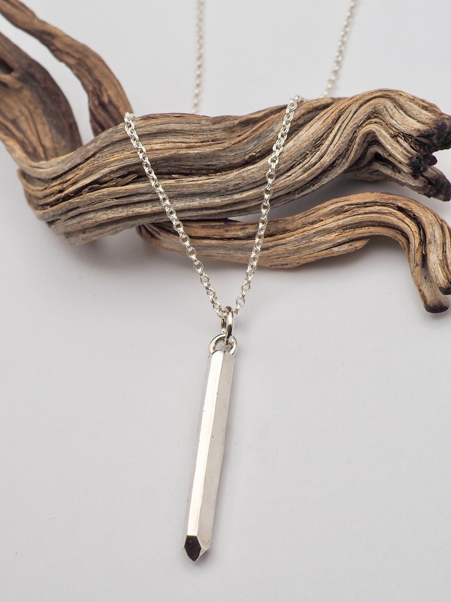 Large Cast Crystal Sterling Silver Necklace