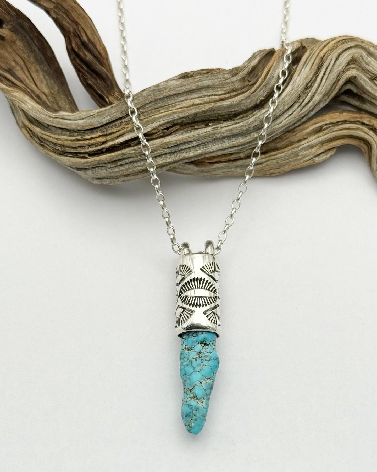 Lone Mountain Turquoise Fossil Eye/Fan Talisman Necklace