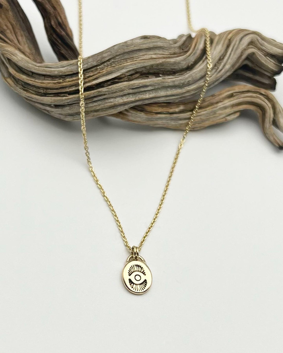 14k Gold Lucky Eye Pendant Necklace (A)