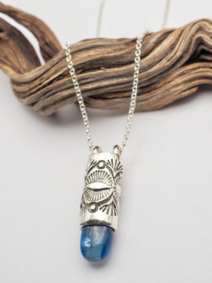Polished Blue Kyanite Eye/Desert Talisman Necklace