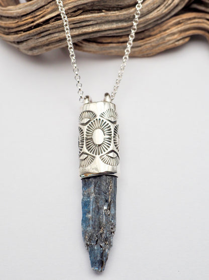 Blue Kyanite Sunshine/Fan Talisman Necklace