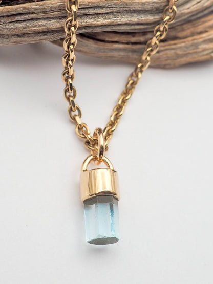 Gem Vanadium Beryl 14k Gold Pendant