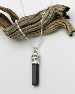 Dark Blue/Green Tourmaline Eye Talisman Necklace