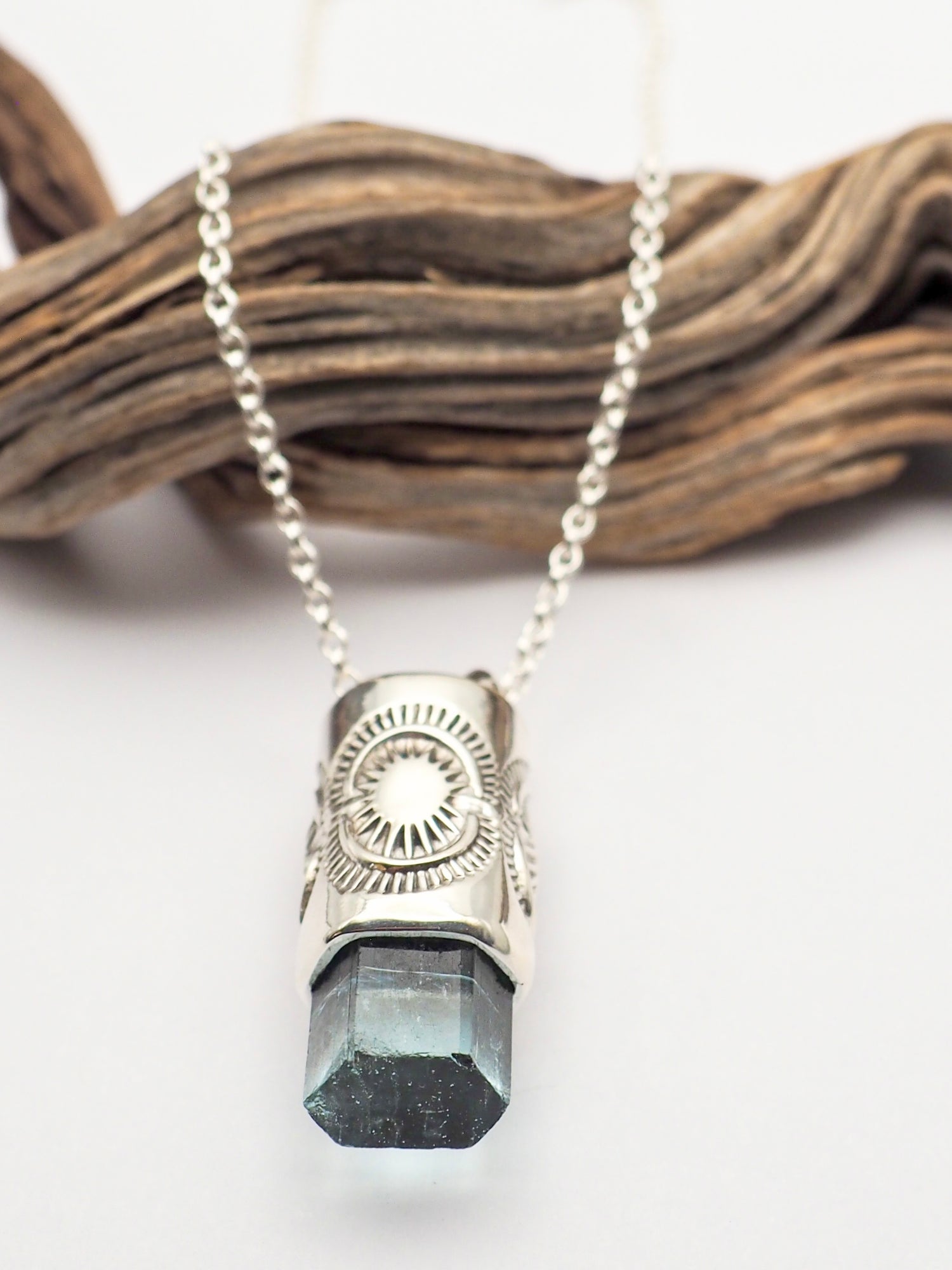 Gem Vanadium Beryl Sunburst Talisman Necklace