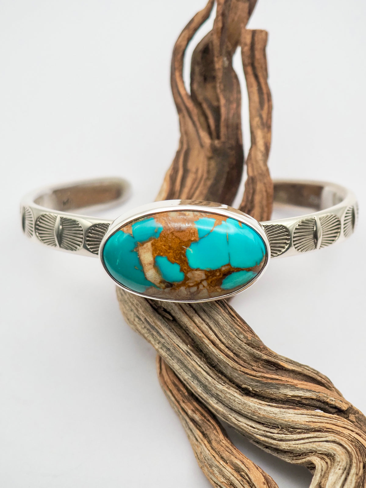 Montezuma Royston Turquoise Eyes Heavyweight Stacker Cuff XL