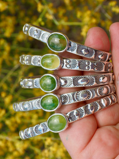Hydrogrossular Green Garnet Tumbleweed Stacker Cuff S/M