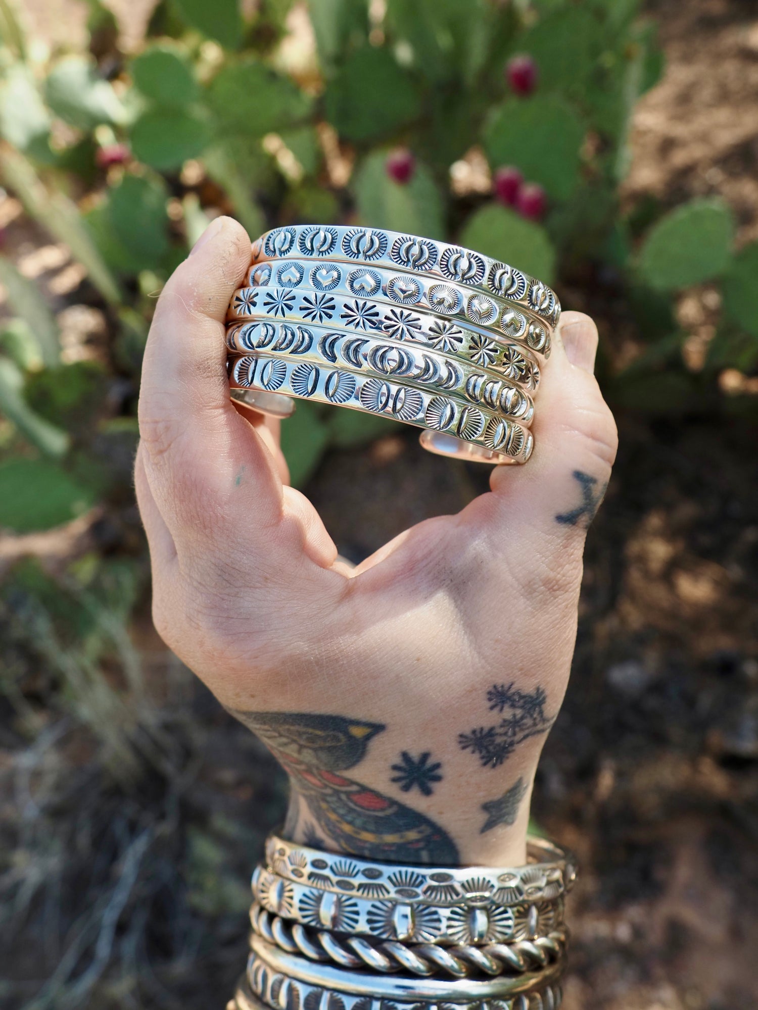 Sunrise Hand Stamped Stacker Cuff S/M