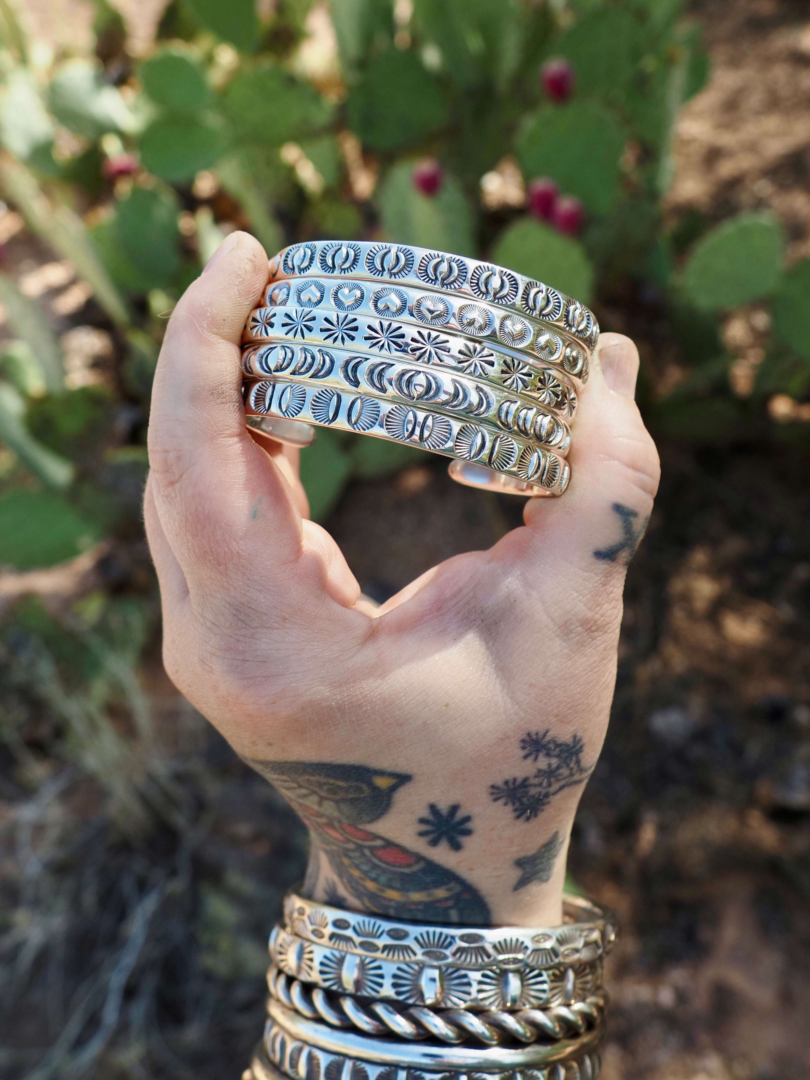 Sunrise Hand Stamped Stacker Cuff S/M
