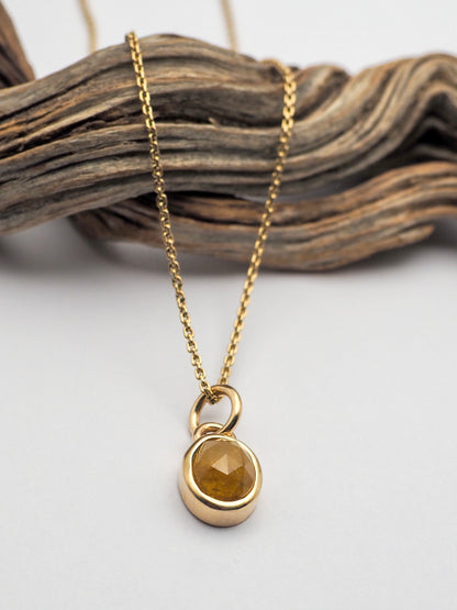 Yellow Umba Sapphire 14K Gold Chunky Rosecut Pendant