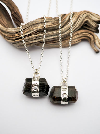 Dravite (Brown Tourmaline) Banded Talisman Necklaces