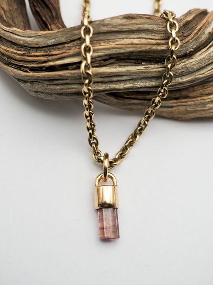Pink Tourmaline 14k Gold Talisman