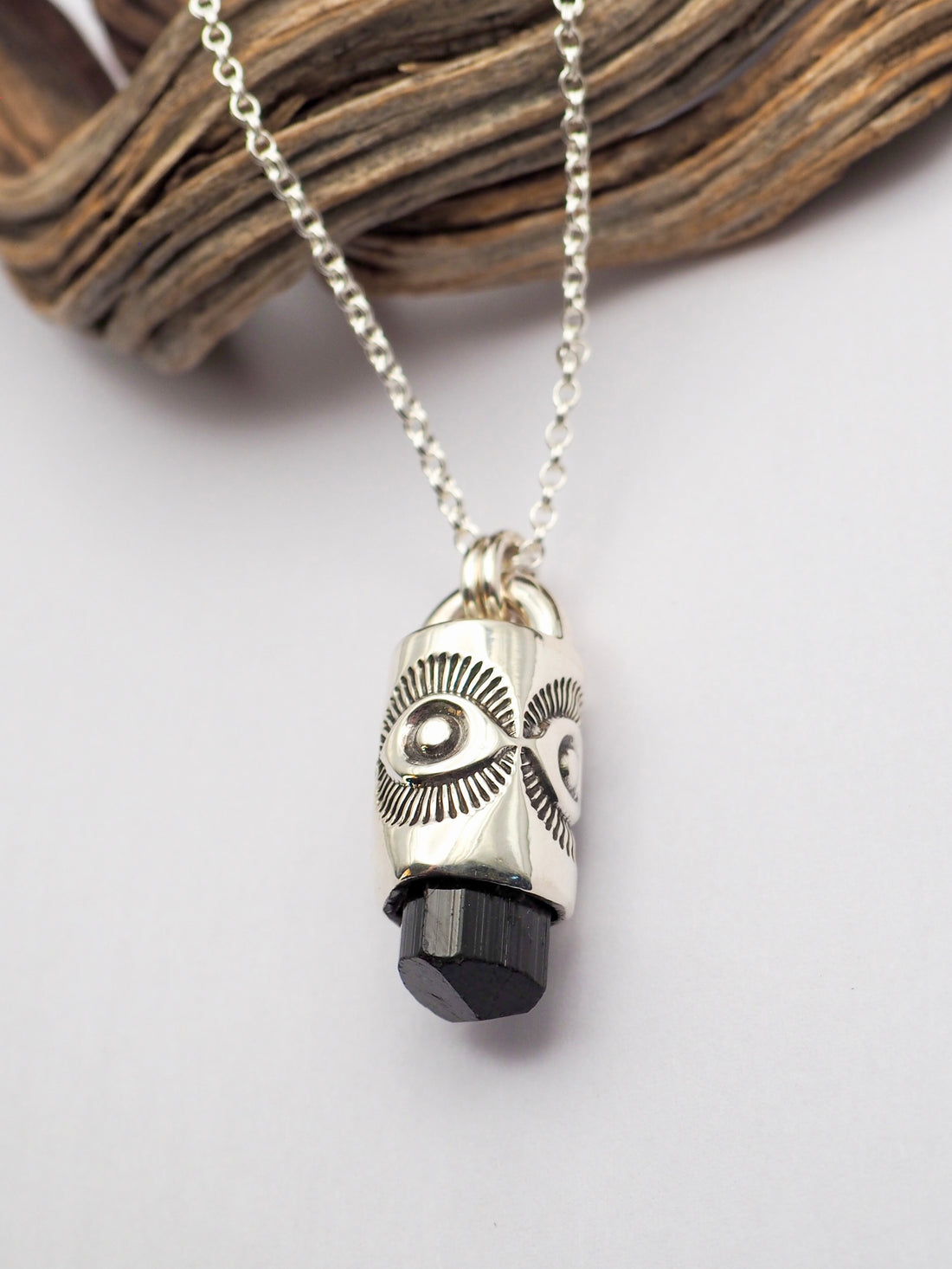 Black Tourmaline Eye Talisman Necklace
