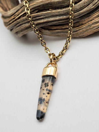 Montana Agate Spike 14k Gold Talisman Pendant