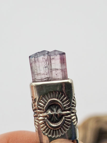 Blue Tipped Pink Tourmaline Portal Talisman Necklace