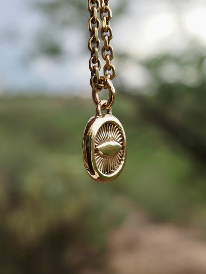14k Gold Eye Medallion Pendant for Jules 1/2