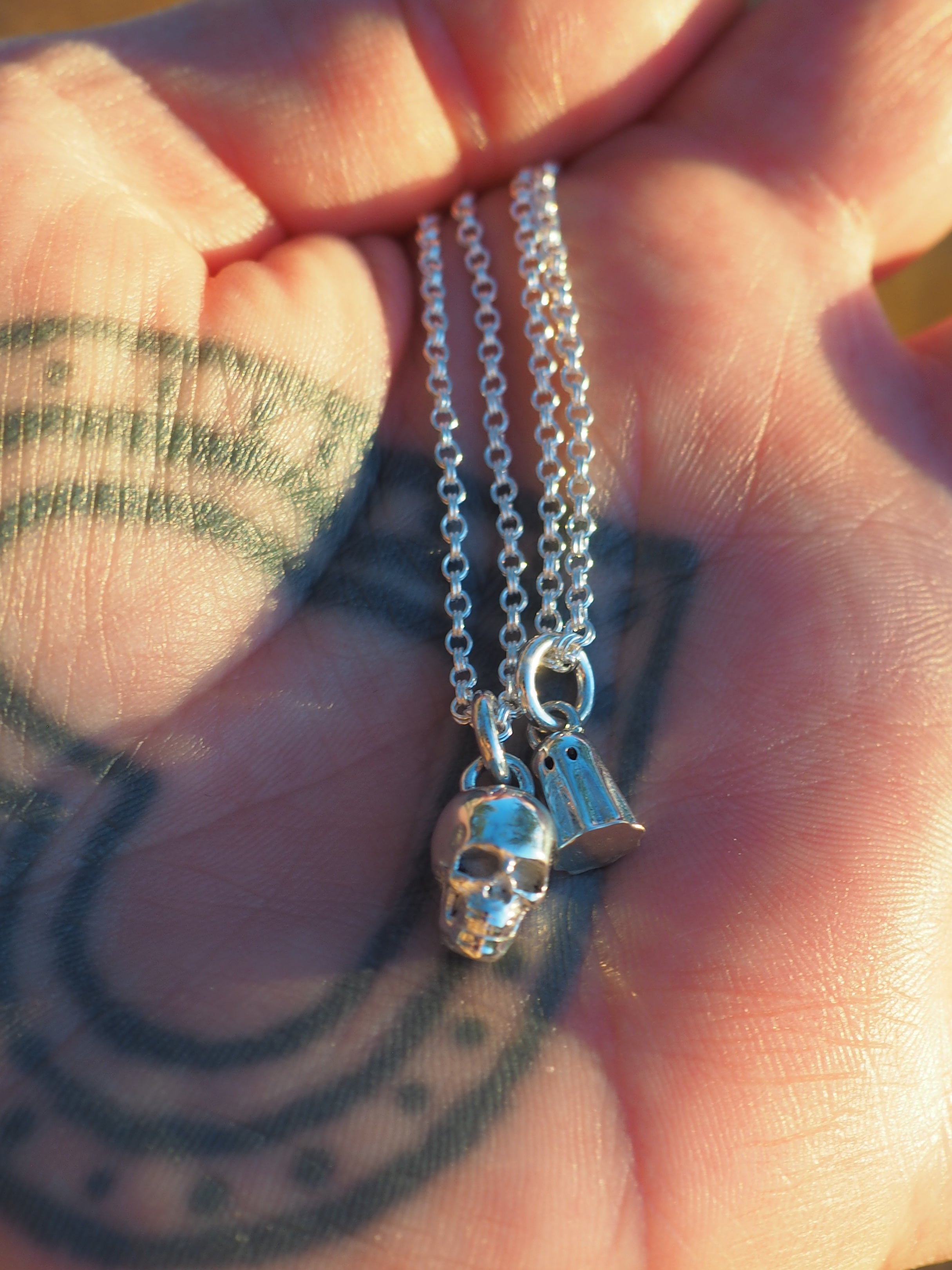 💀👻 Spooky Little Sterling Silver Pendant Necklaces