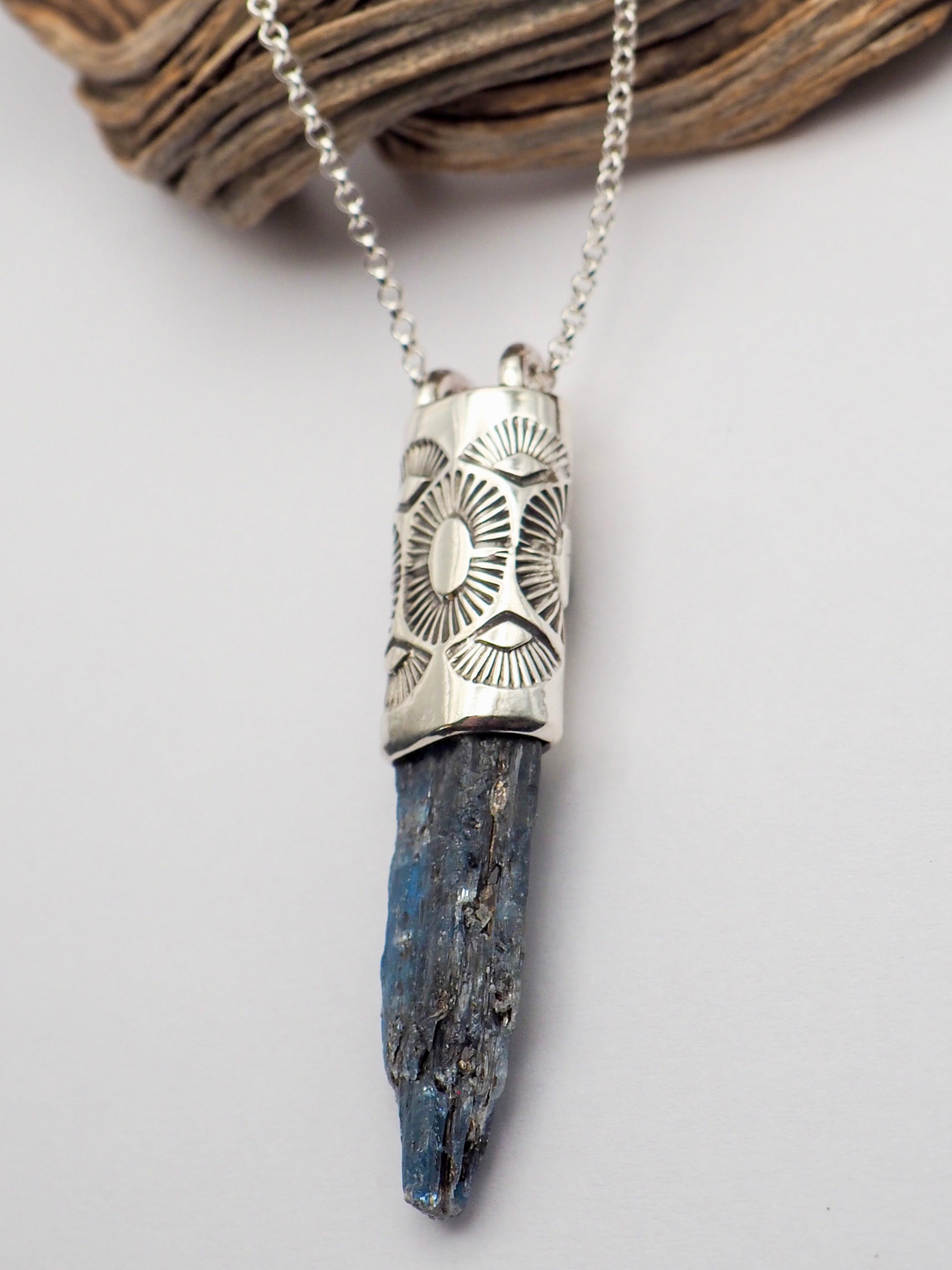 Blue Kyanite Sunshine/Fan Talisman Necklace
