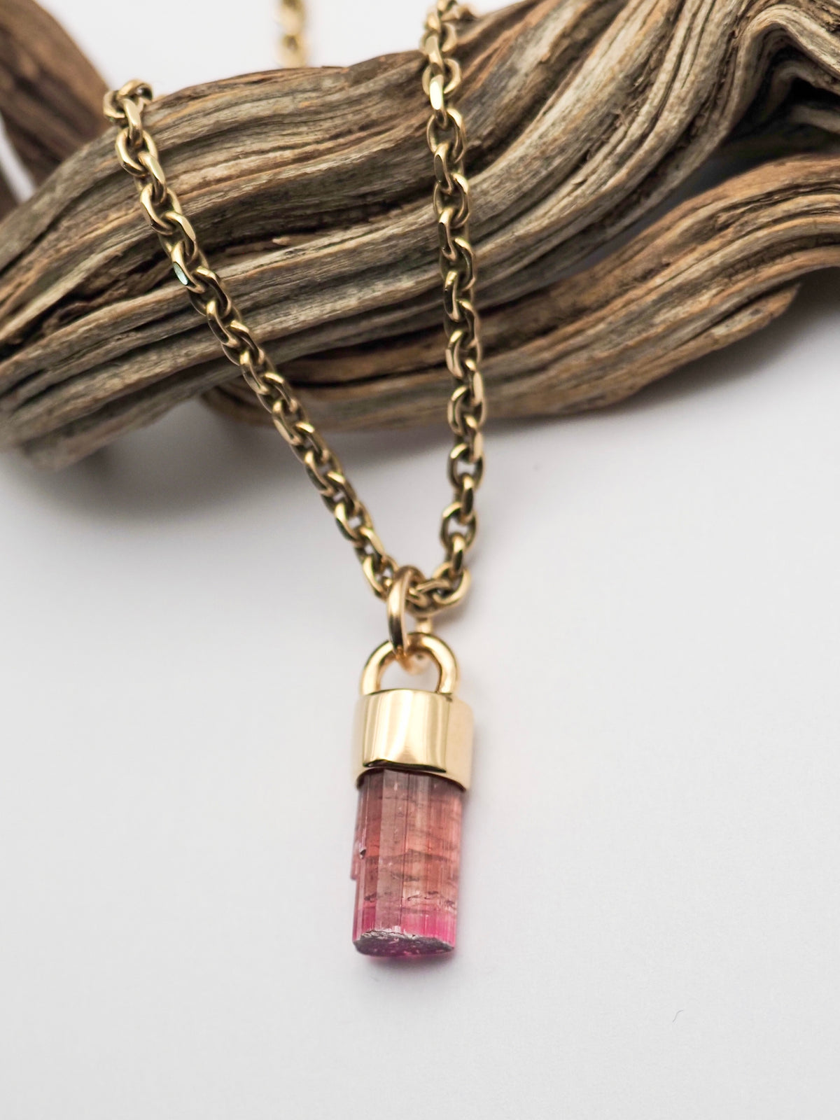 Hot Pink Tourmaline 14k Gold Talisman