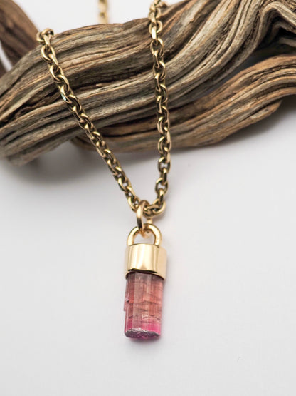Hot Pink Tourmaline 14k Gold Talisman