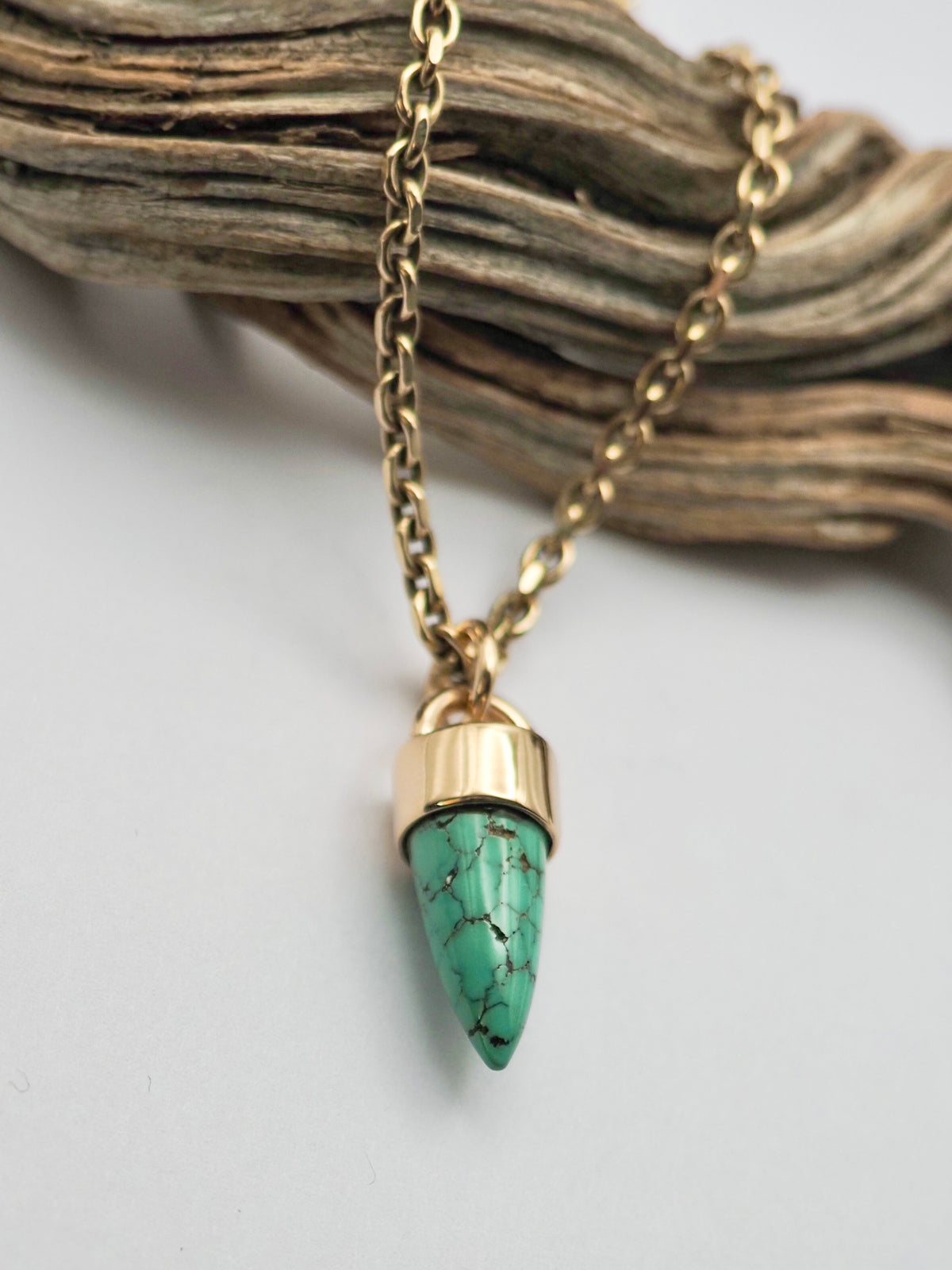 Carico Lake Turquoise Spike 14k Gold Talisman Pendant