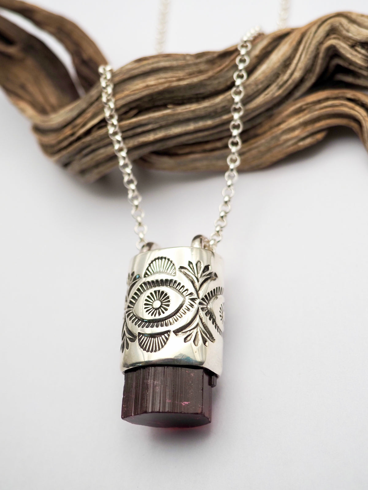 Rubellite Tourmaline Eye/Desert Talisman Necklace