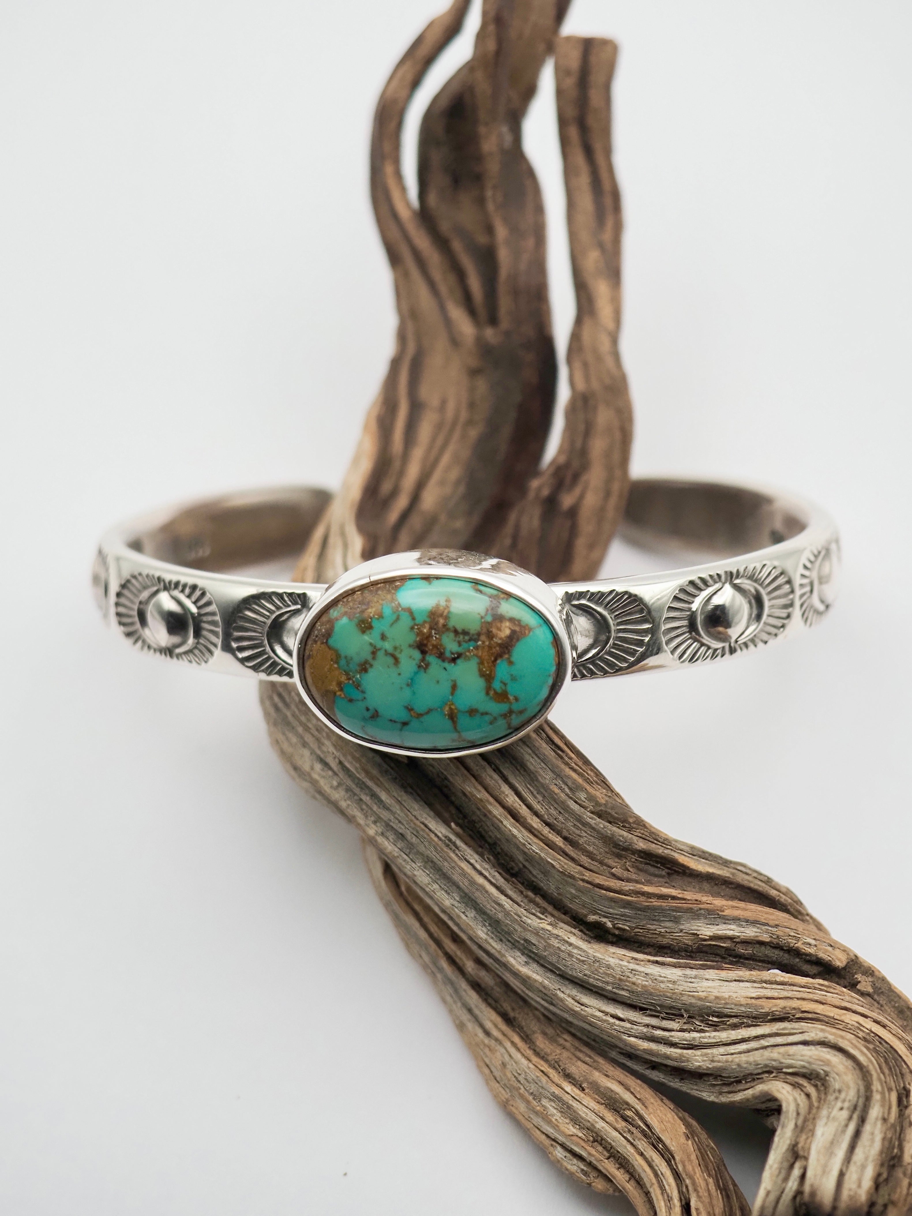 Montezuma Royston Turquoise Eye II Heavyweight Stacker Cuff S/M