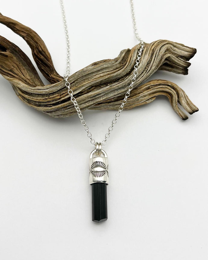 Black Tourmaline Eye Talisman Necklace